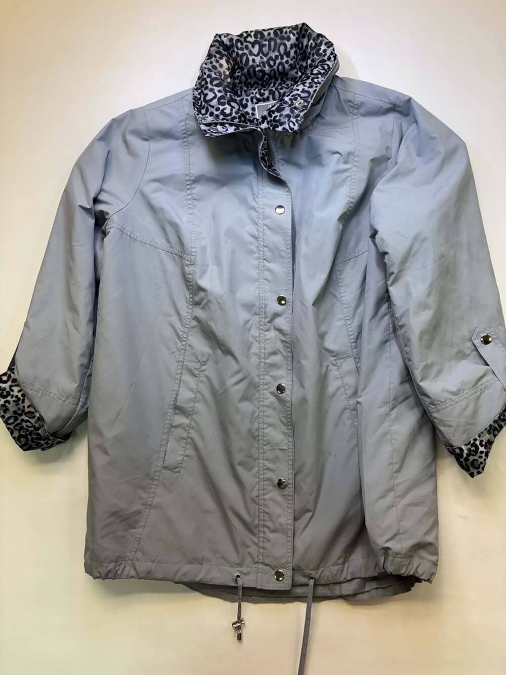 JM Collection Gray Jacket with Animal Print Trim Womens 0X